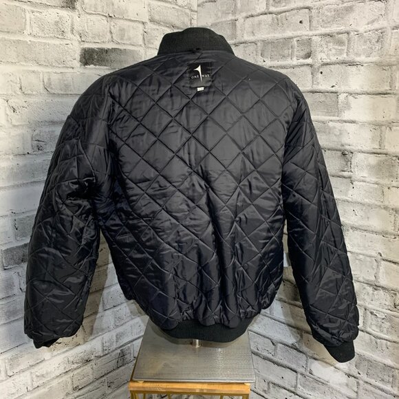 Vintage Varsity Bomber Jacket Mens L Black Wool Leather Letterman National Post - Picture 8 of 15